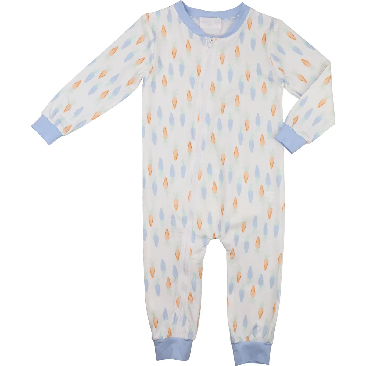 Blue Pastel Carrot Knit Zipper Pajamas - Shipping Late March | Eliza James Kids