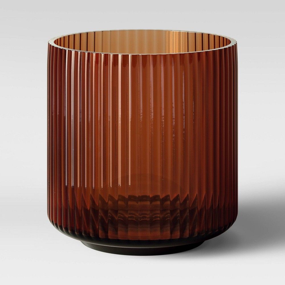 5.5"" x 5.5"" Ribbed Glass Vase Amber - Threshold | Target