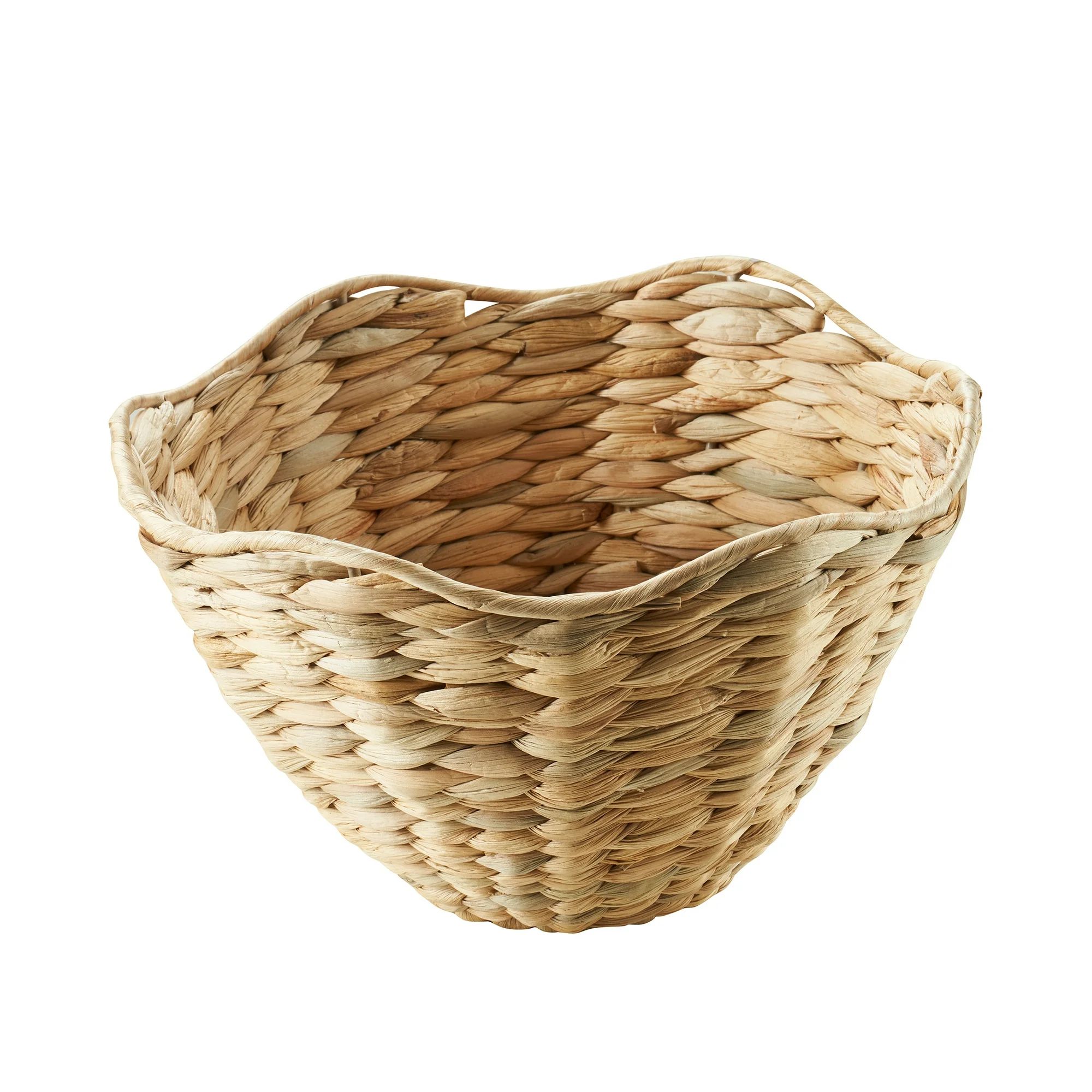 10" Round Scalloped Woven Natural Water Hyacinth Decorative Bowl - Walmart.com | Walmart (US)