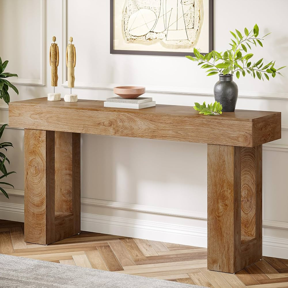 Tribesigns 63-Inch Long Console Table, Farmhouse Wooden Sofa Table Behind The Couch, Narrow Entry... | Amazon (US)