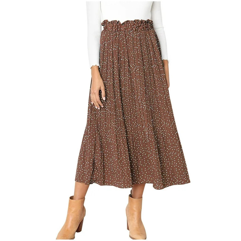 Idoravan Women's Basic Versatile Skirt Fashion Women Print Casual Ruched Ruffles Pocket Elastic W... | Walmart (US)