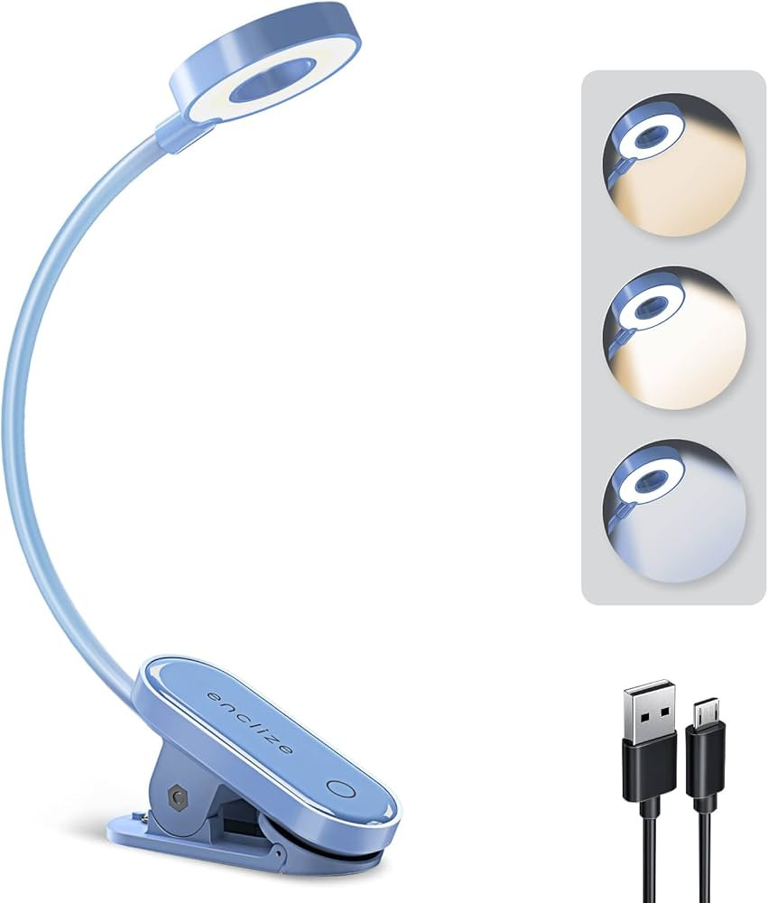 enclize Book Light for Reading in Bed,Rechargeable LED Reading Light with Stepless Brightness & 3 Co | Amazon (US)