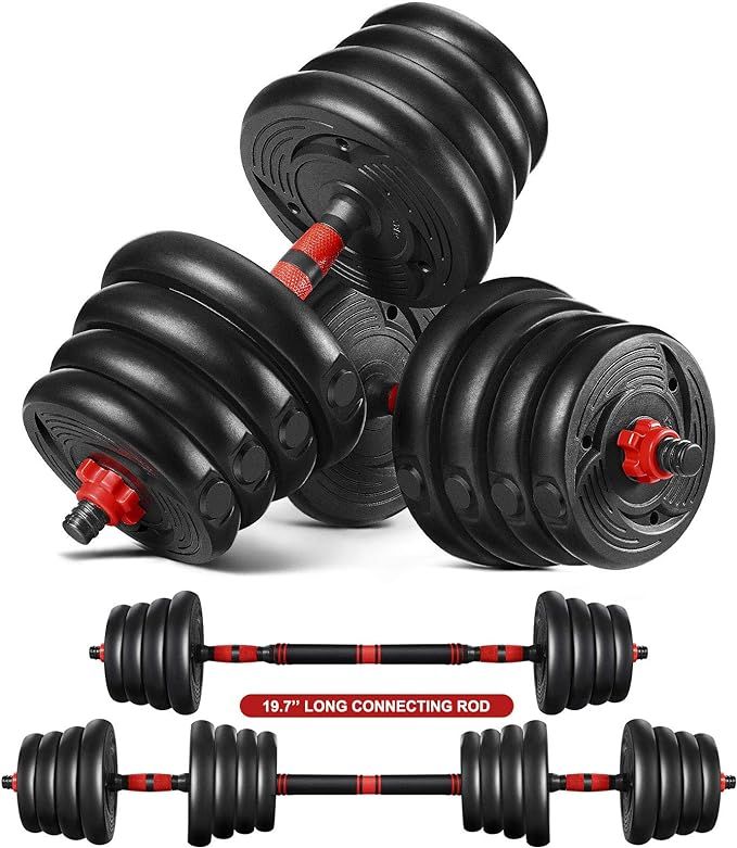MOVTOTOP 66.14 LBS All in One Adjustable Dumbbells | Dumbbell | Barbell Set with Long Connecting ... | Amazon (US)