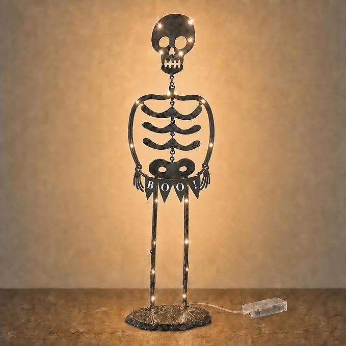 Mud Pie Halloween Large Light Up Skeleton Sitter | Halloween Decor and Skeleton Lamp | Amazon (US)