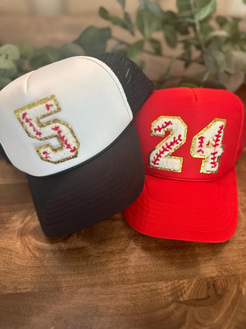 Women's Trucker Hat, Baseball Mom, Custom Chenille Patch Hats, Made to Order With Personalized Nu... | Etsy (US)