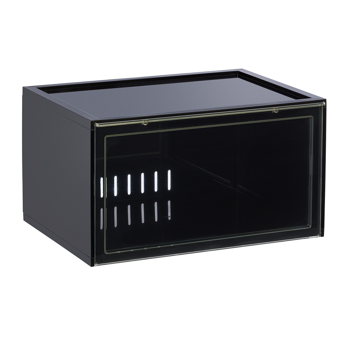 The Container Store X-Large Side Profile Drop-Front Shoe Box Black | The Container Store