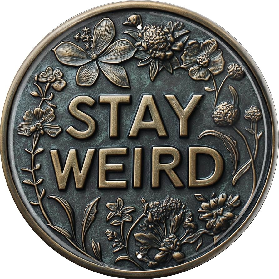 Vintage Round Tin Stay Weird Sign Retro Metal Sign Suitable For Home Street Shop Garage Bar Farm ... | Amazon (US)