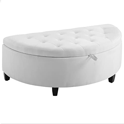 HOMCOM Half Moon Modern Luxurious Polyester Fabric Storage Ottoman Bench with Legs Lift Lid Thick Sp | Amazon (US)