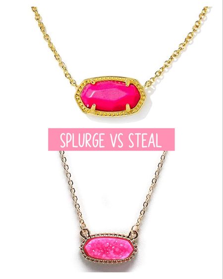 Kendra Scott, pink necklace, pink jewelry, splurge vs steal, the look for less 

#LTKunder50 #LTKGiftGuide #LTKunder100