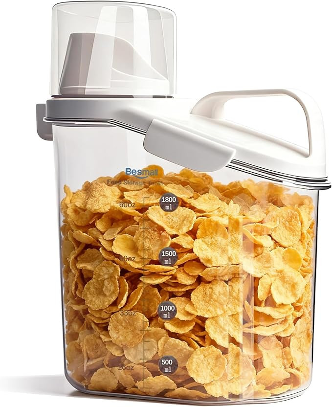 Cereal Containers Storage,2L Airtight Large Dry Food Storage Containers with Pouring Spout, Measu... | Amazon (US)