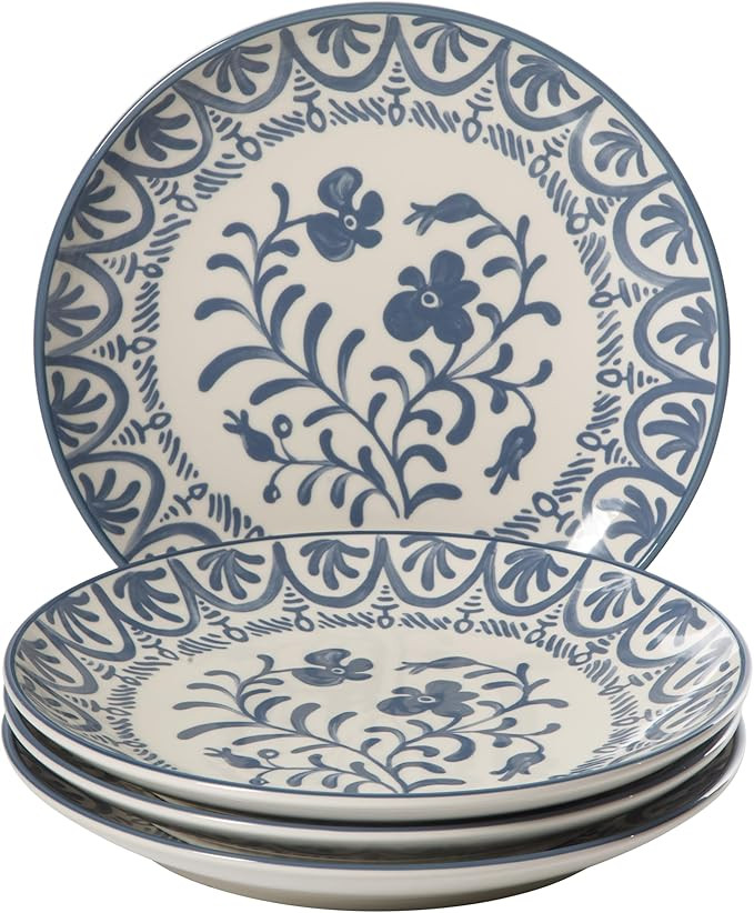 2-Time Oprah’s Favorite Things - Valencia Flor 4 Piece 10.75” Dinner Plate Set, Stoneware Pla... | Amazon (US)