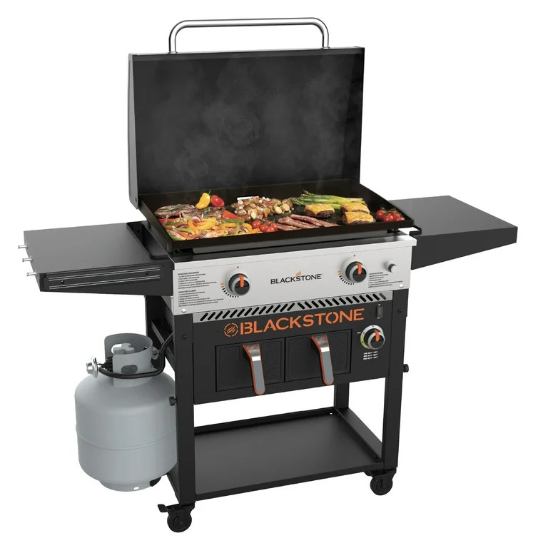 Blackstone Outdoor Combo Griddle, 2-Burner 28" Propane Flat Top Grill with Air Fryer and Hood, Bl... | Walmart (US)