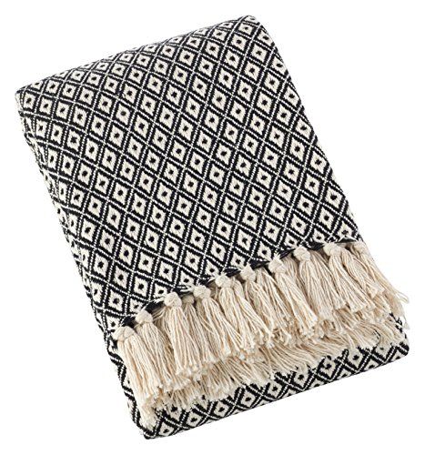 Saro LifeStyle TH263.N5060  Sevan Collection Soft Cotton Diamond Weave Throw Blanket  , Natural, 50" | Amazon (US)