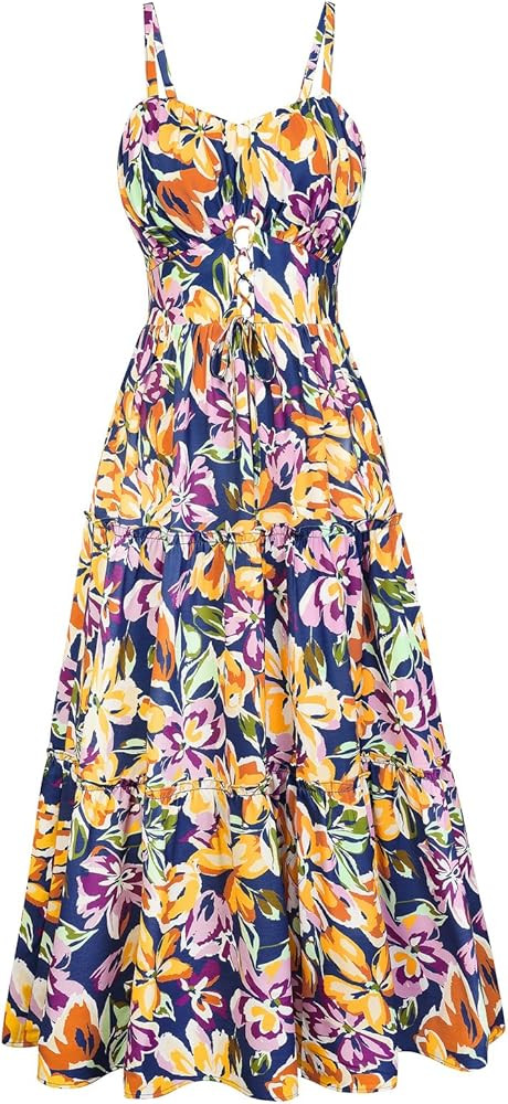 GRACE KARIN 2026 Women's Spaghetti Vacation Sundress Summer Beach Flowy Boho Floral Maxi Dresses ... | Amazon (US)