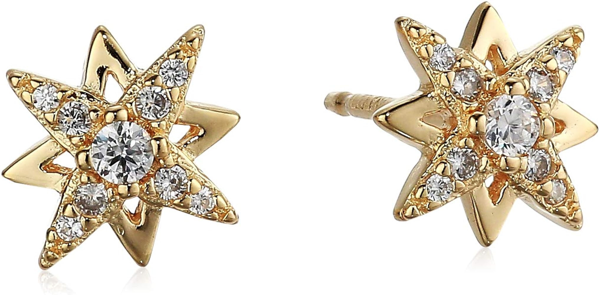 Amazon Collection Gold and Rhodium Plated Sterling Silver Cubic Zirconia Earrings | Amazon (US)