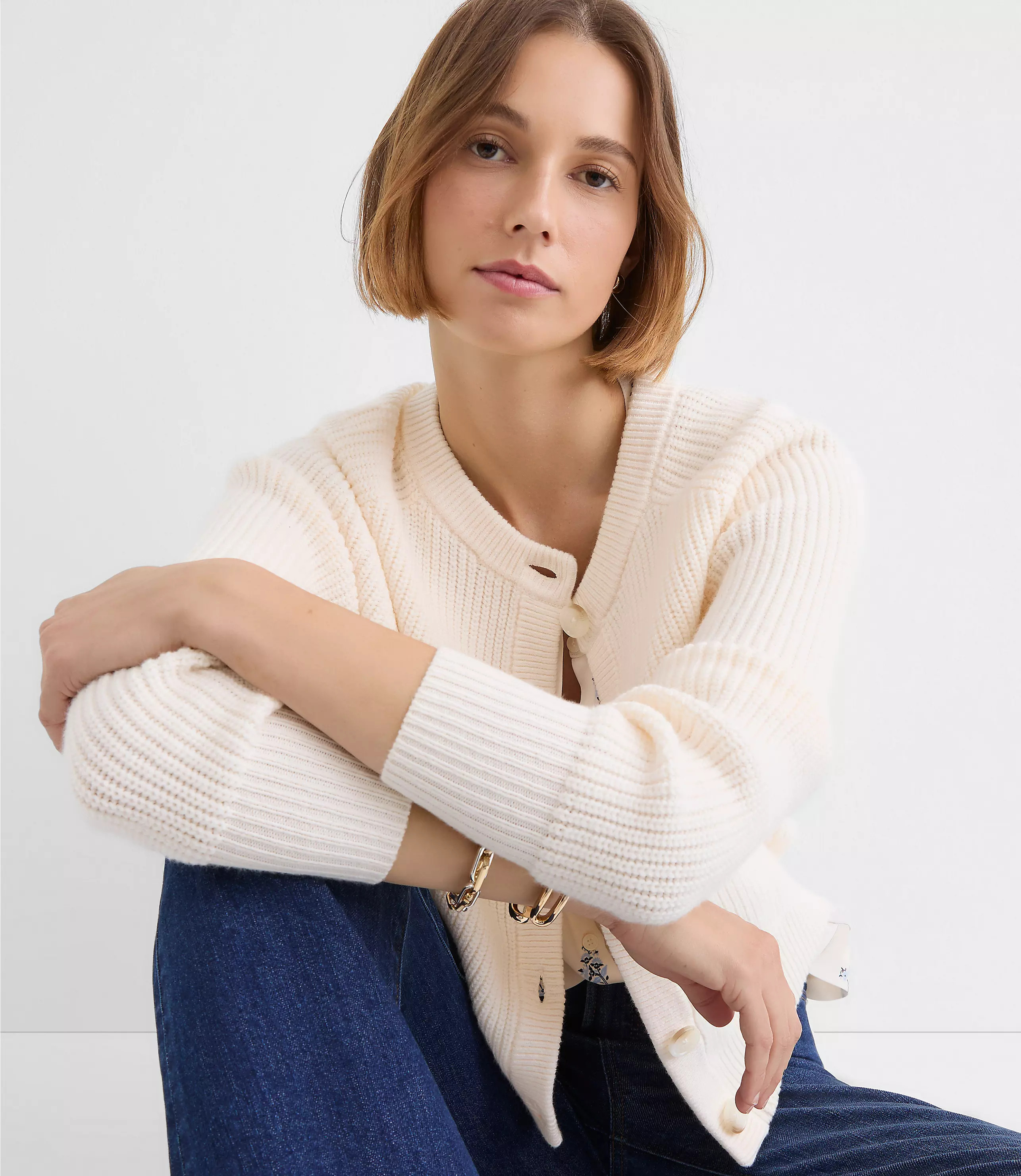 Ribbed Relaxed Cardigan | LOFT