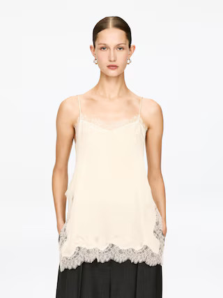Lace-Detail Strap Top – Light Beige – Women – ARKET GB | Arket UK