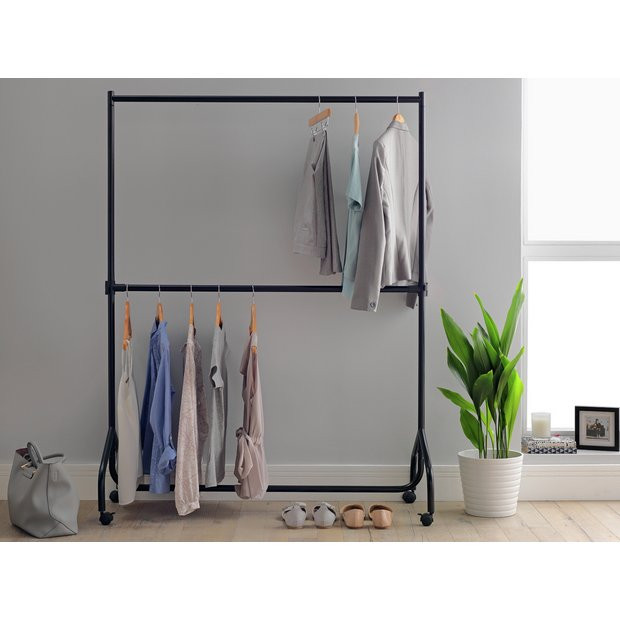 Argos Home Heavy Duty 2 Tier Wheeled Clothes Rail - Black731/9907 | argos.co.uk