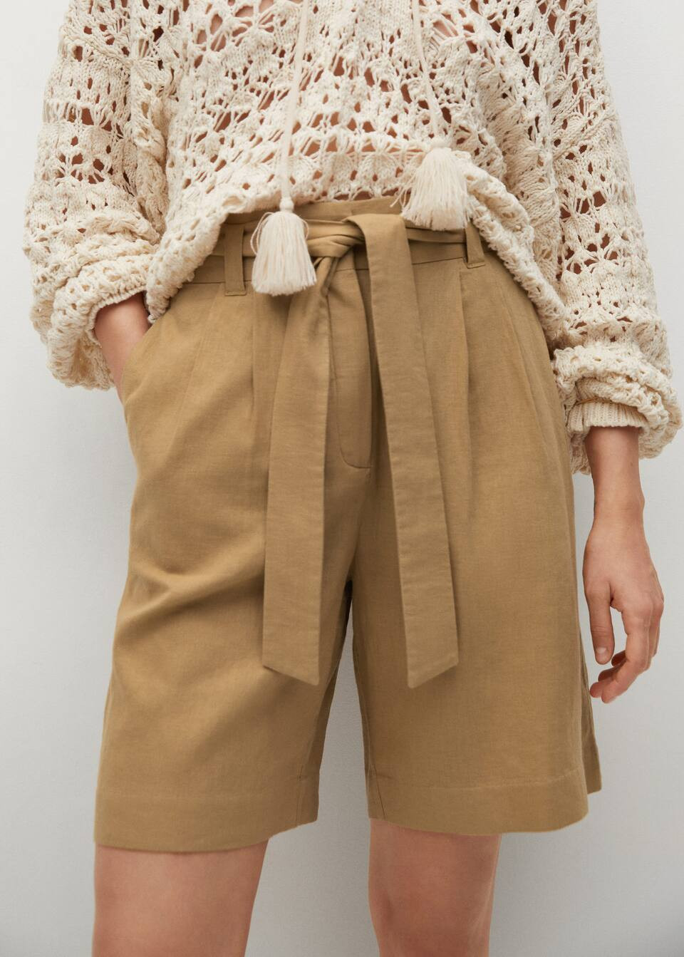 Linen bow Bermuda shorts | MANGO (US)