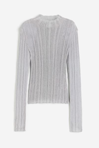 Shimmering rib-knit jumper - Silver-coloured - Ladies | H&M GB | H&M (UK, MY, IN, SG, PH, TW, HK)