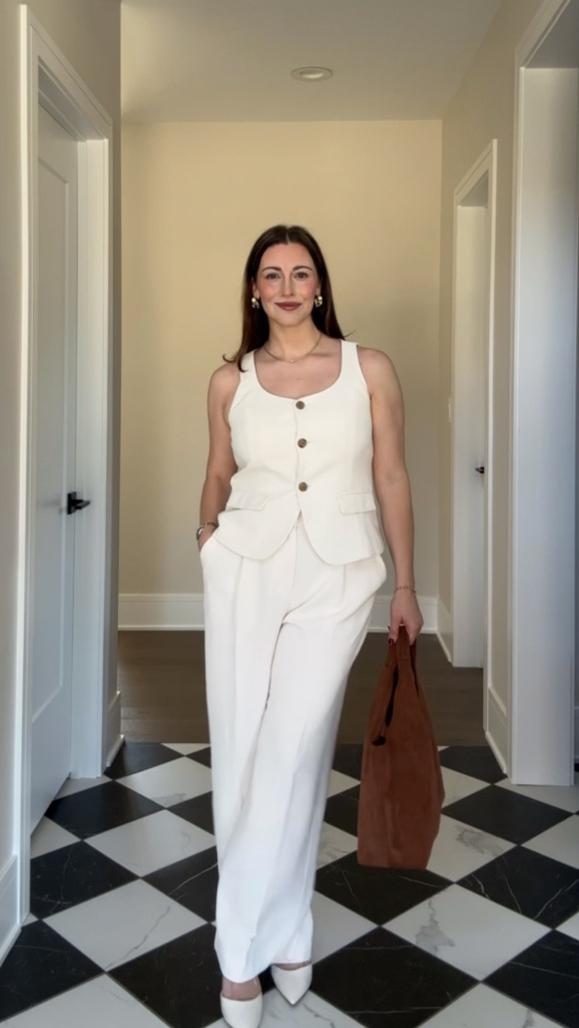 Women's Signature Crepe Scoop Vest, Women's Signature Crepe Essential Trouser, off white set, off white trouser, off white vest, fall outfit, brown bag, brown suede bag, brown handbag, brown suede handbag, sling back heel, pointed toe heel, target finds, target fashion, target style

#LTKFindsUnder100 #LTKWorkwear #LTKStyleTip