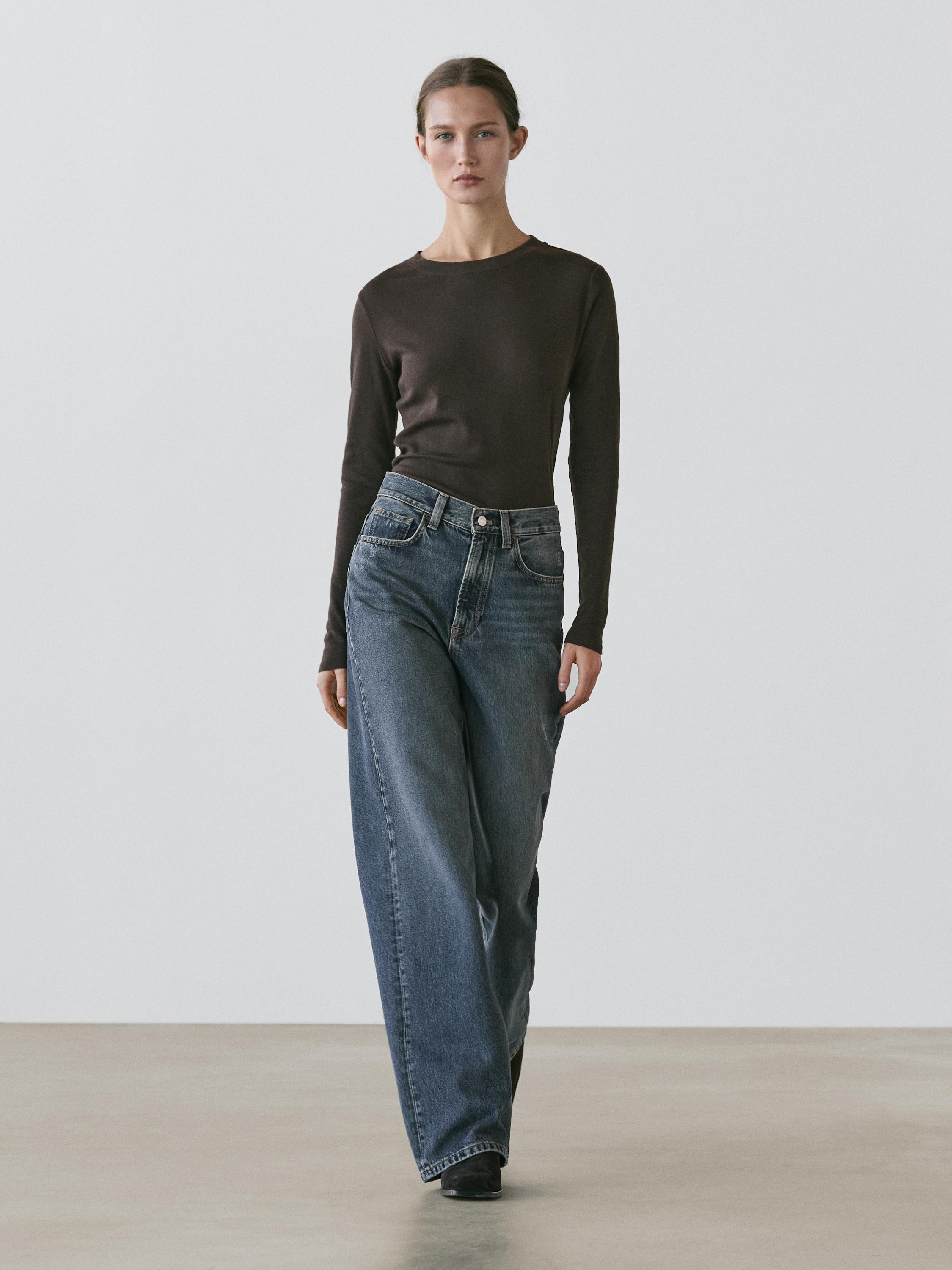 High-waist wide-leg jeans | Massimo Dutti UK