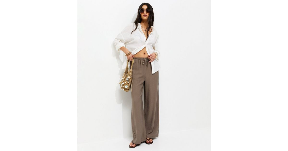 Mink Drawstring Wide Leg Trousers | New Look | New Look (UK)