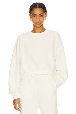 Nike Nsw Plush Mod Crop Crew Sweater in Sail from Revolve.com | Revolve Clothing (Global)