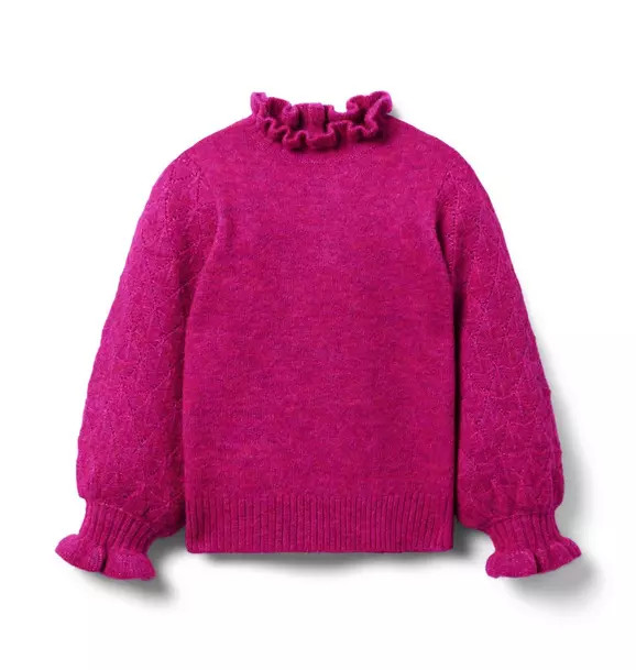 Pointelle Sleeve Ruffle Sweater | Janie and Jack