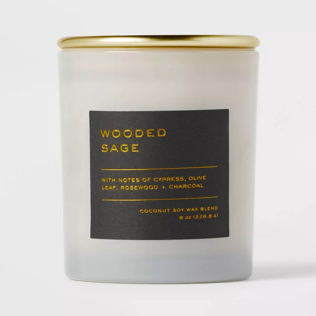 8oz Lidded Glass Jar Black Label Wooded Sage Candle - Threshold™: Soy & Coconut Wax, 30hr Burn ... | Target