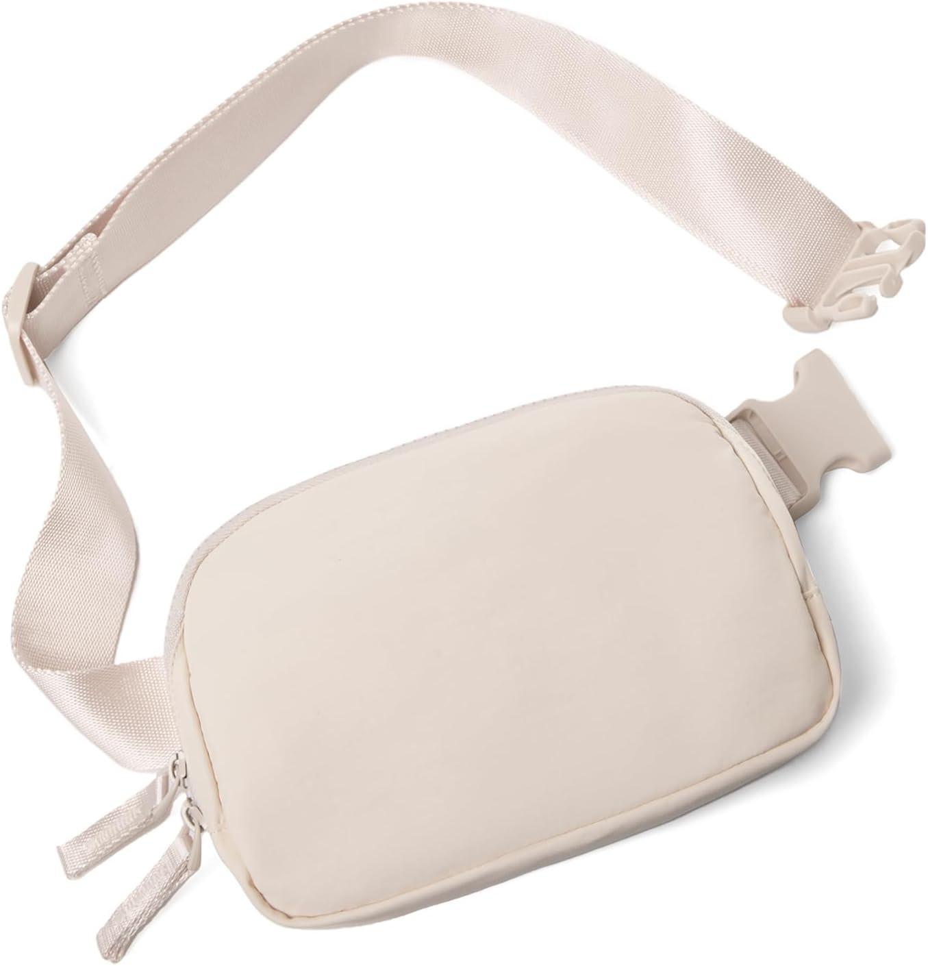 Belt Bag for Women Two-Way Zipper Cross Body Fanny Pack Fashion Waist Packs Everywhere Belt Bag with Adjustable Strap Gifts for Teen Girls Women Men (Beige) | Amazon (US)