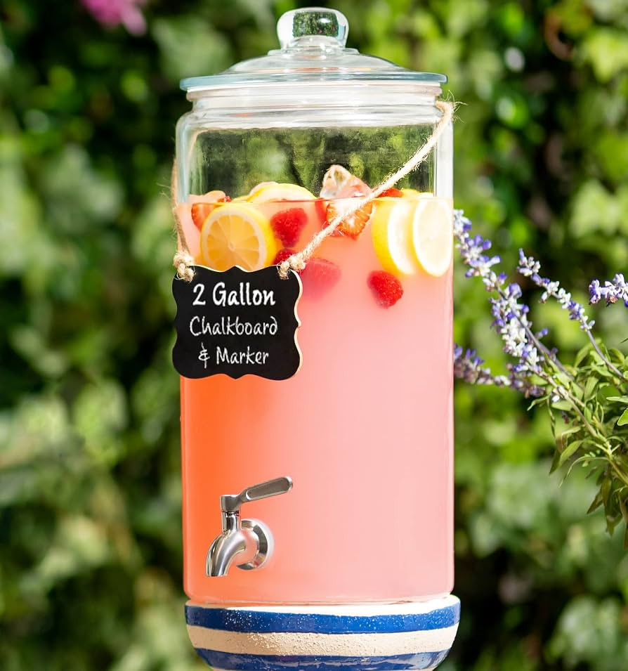 2 Gallon Beverage Serveware with Stainless Steel Spigot + Marker & Chalkboard 100% Leakproof Glas... | Amazon (US)
