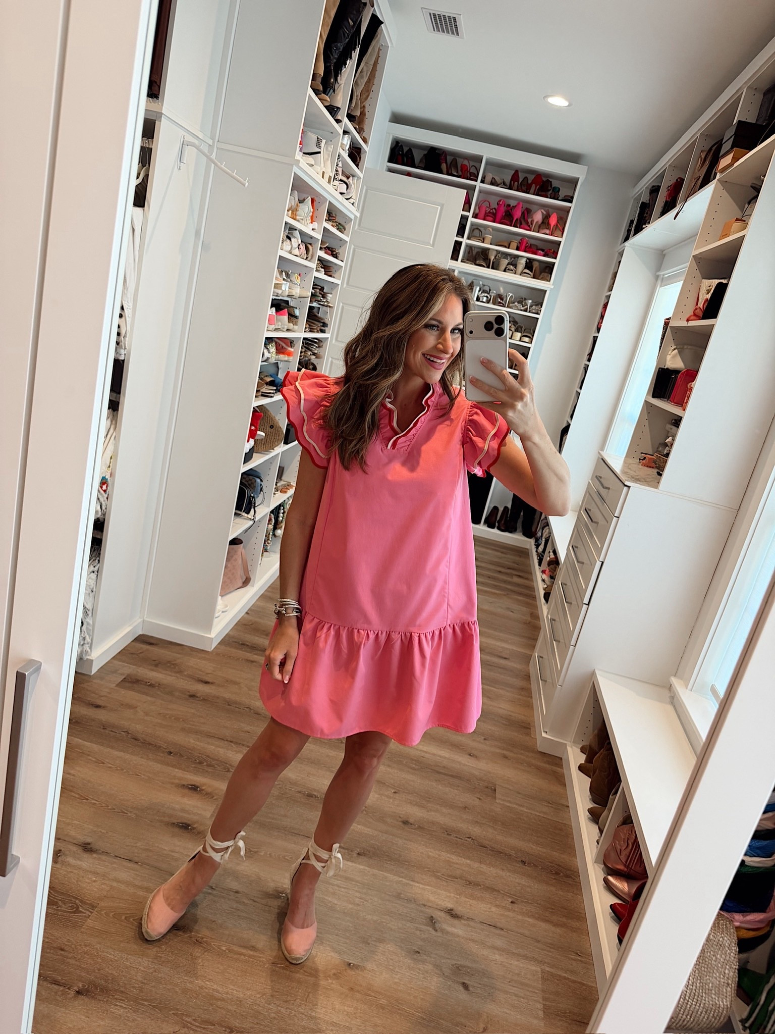 In a small dress, wedges and accessories for spring - fits tts.

#LTKgrwm #LTKSeasonal #LTKootd