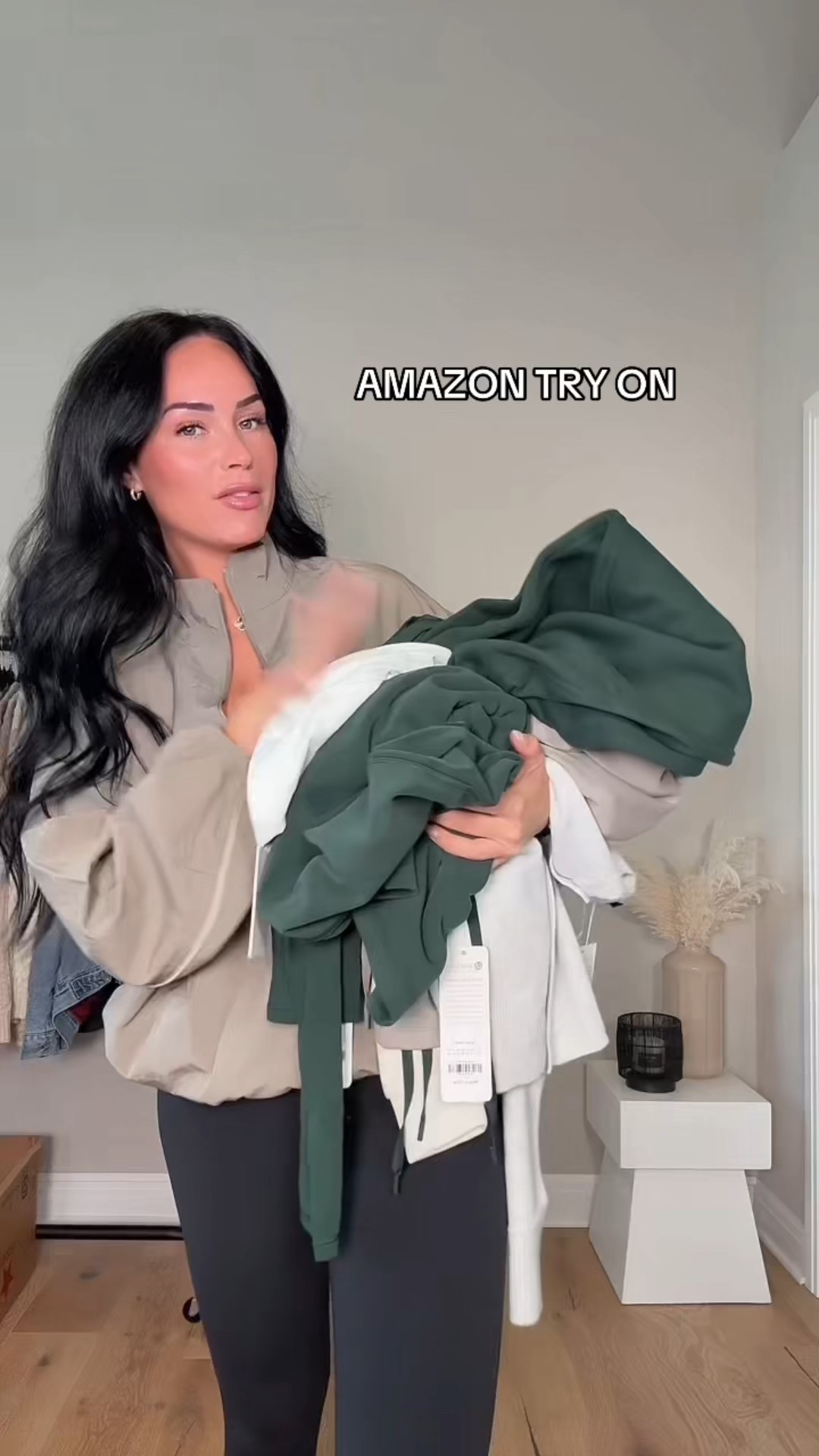 Amazon trying on haul 💚 This brand is such high quality! I will have these on my LTK in the Amazon section. 🫶🏻

My sizing 5’7, 145lbs, 32dd
I’m wearing size smalls 

#LTKCyberWeek #LTKFindsUnder100 #LTKSaleAlert