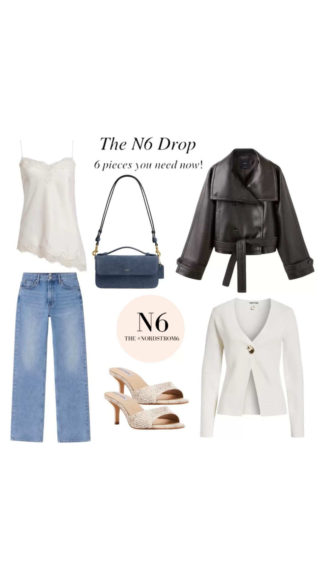 The February N6 Drop

6 pieces, inspired by the cool, classic yet structured & feminine style of Khaite. 

A faux leather jacket.
Jeans run tts. 
Bag holds your essentials, phone, lip, keys & cards.
Cardigan runs tts.
Camisole - wear over a top or under a sweater or jacket. Runs roomy tts. 
Mix and match for day-to-evening looks. 

#LTKootd #LTKValentine #LTKOver40