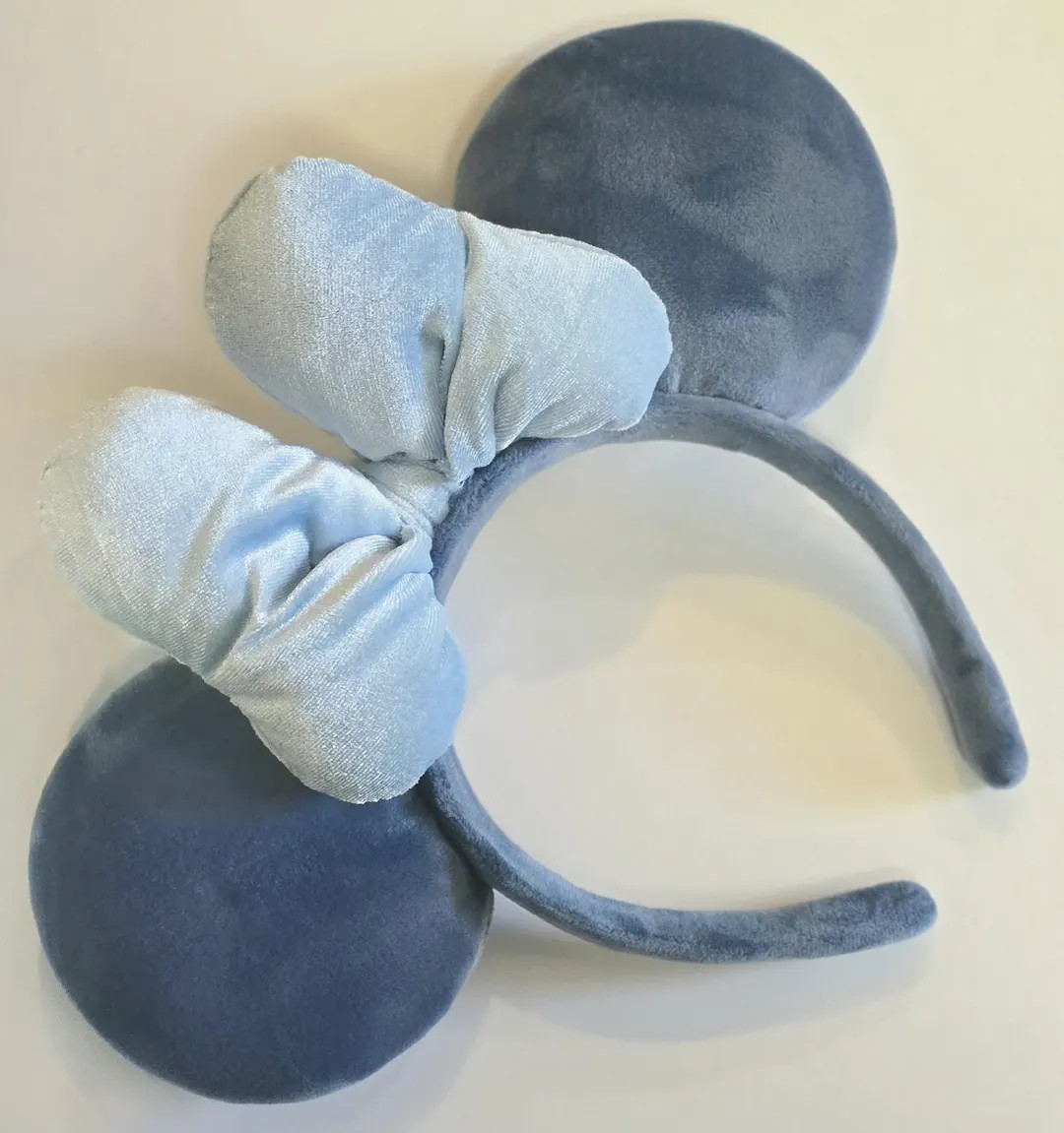 Plush Denim Blue Velvet Mouse Ears With Light Blue Velvet Bow - Etsy | Etsy (US)