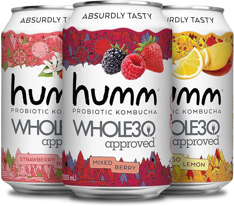 Humm Whole30 Approved Kombucha Variety Pack - Mango Lemon, Mixed Berry, Strawberry Blossom - Orga... | Amazon (US)