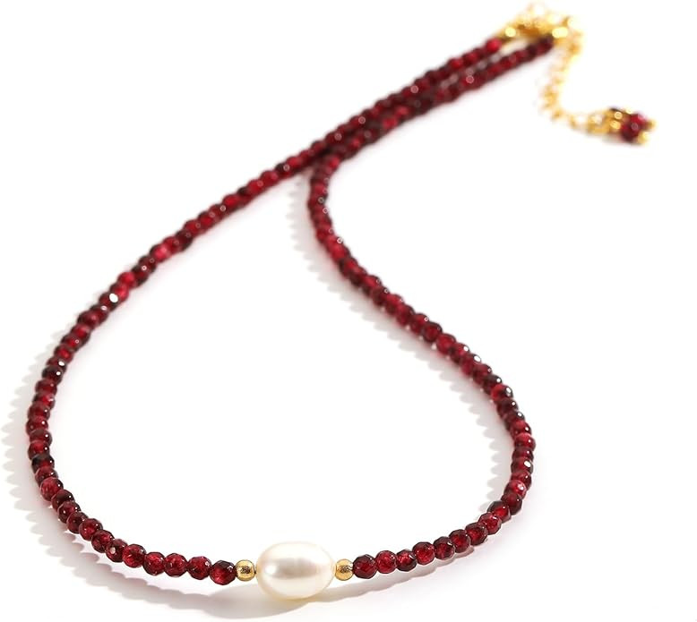 Flourisit Gemstone Beaded Necklace Freshwater Pearl Irregular Pearl Necklace for Women 14k Gold P... | Amazon (US)