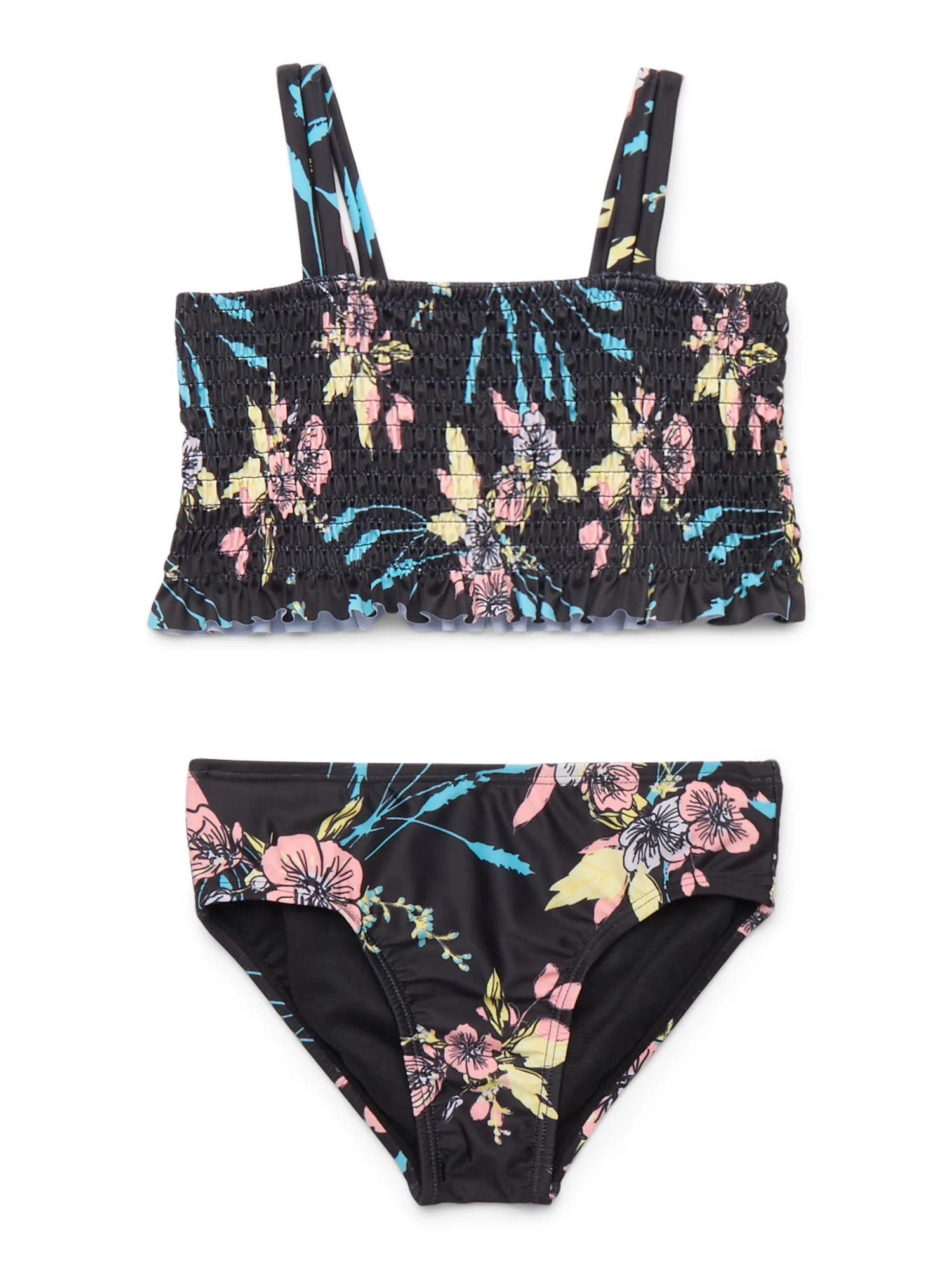 Jessica Simpson Girls Smocked Ruffle Hem Swimsuit Set, 2-Piece, Sizes XS-XL | Walmart (US)
