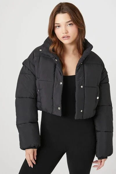 Cropped Layered-Sleeve Puffer Jacket | Forever 21 (US)