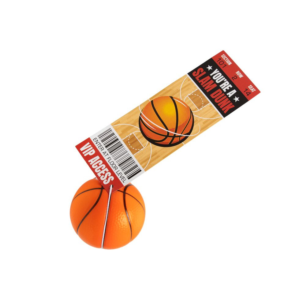 2 1/2" Basketball with Ticket Card Valentine Exchanges for 12 | Oriental Trading Company