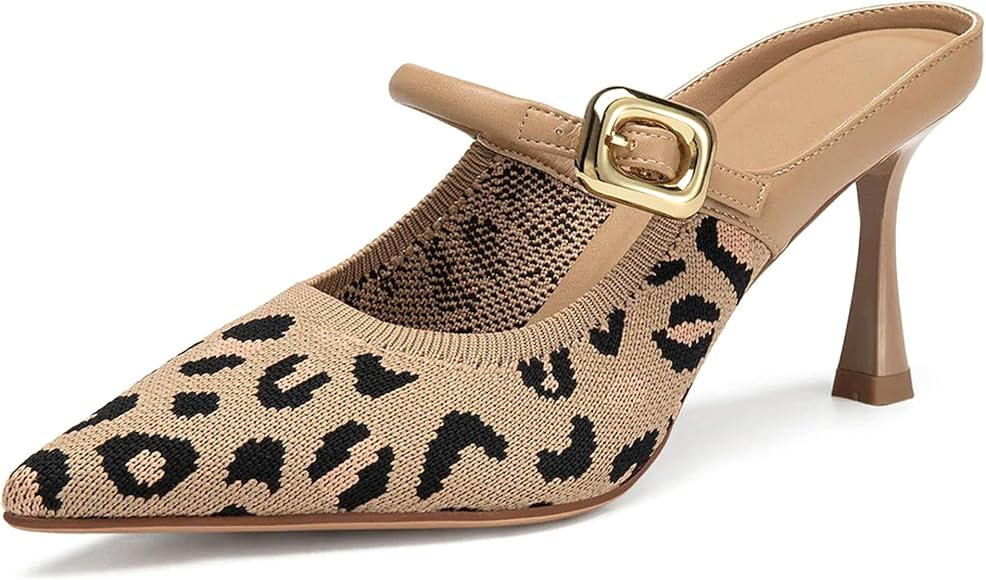 NEWBELLA Mousse FIT Women's Pointed Toe Heel Mules for Women Knit Heeled Sandals Mules Shoes | Amazon (US)