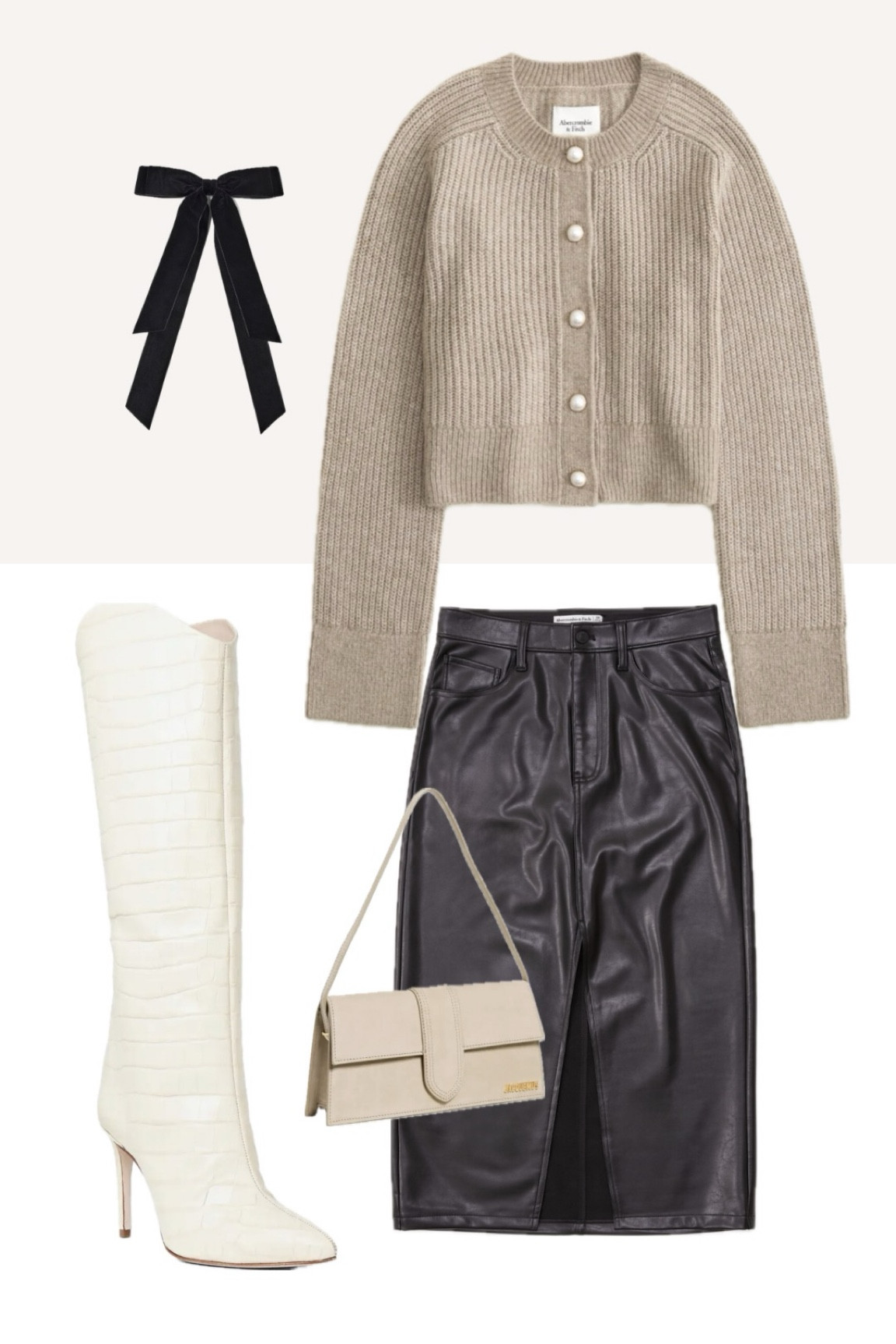 Outfit ideas, leather skirt outfit, knee high boot outfit, white leather boot outfit, midi skirt, neutral outfit 

#LTKstyletip #LTKsalealert #LTKfindsunder100