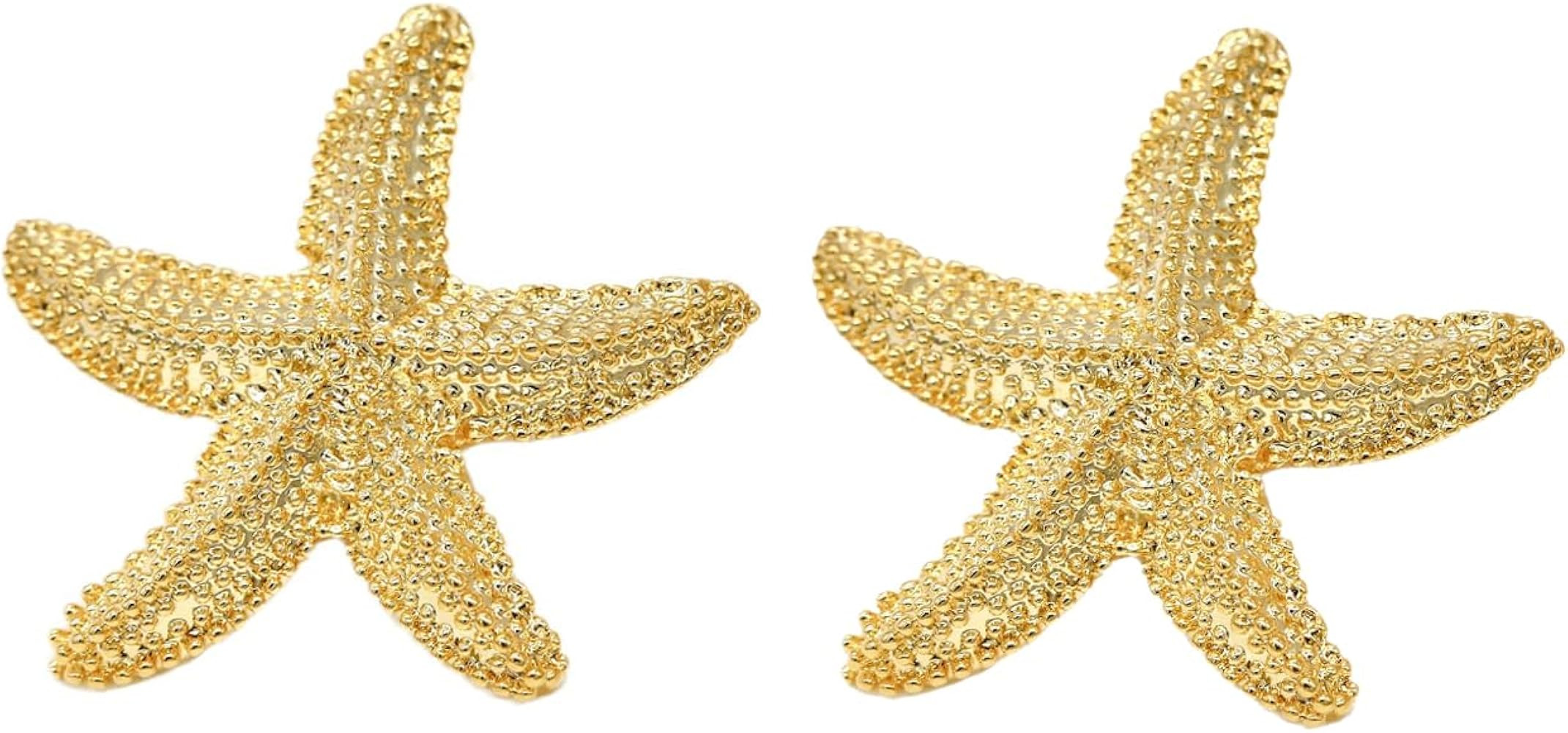 Starfish Earrings Gold Starfish Stud Earring for Women Boho Exaggerated Star Drop Earrings Vintag... | Amazon (US)