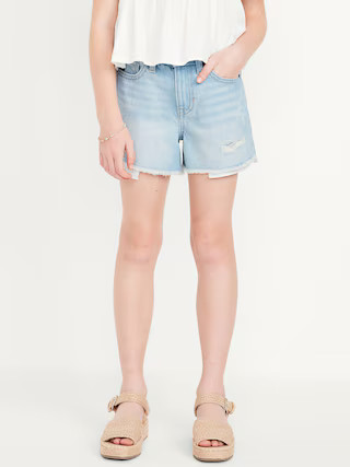 High-Waisted Ripped Frayed-Hem Jean Shorts for Girls | Old Navy (US)