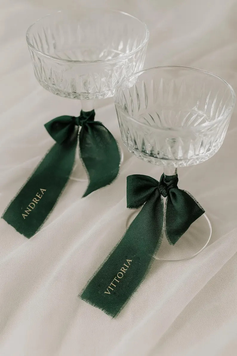 EVENT / Personalized Stemware Ribbon, Party Champagne Glass Ribbon, Organza Ribbon Name Tags, Nam... | Etsy (Global)
