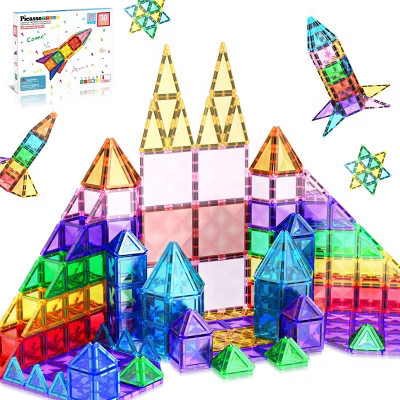 PICASSO-TILES Mini Magnetic Tiles for Kids – 30PCS STEM Building Blocks Travel Set, Educational Construction Toy, Creative Portable Learning Kit | Target