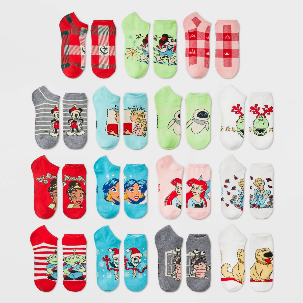 Girls' Disney 100 15 Days of Socks Advent Calendar - Gray | Target