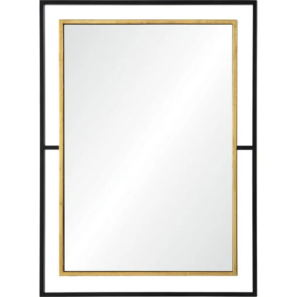 38" Black and Gold Framed Rectangular Wall Mirror - Walmart.com | Walmart (US)