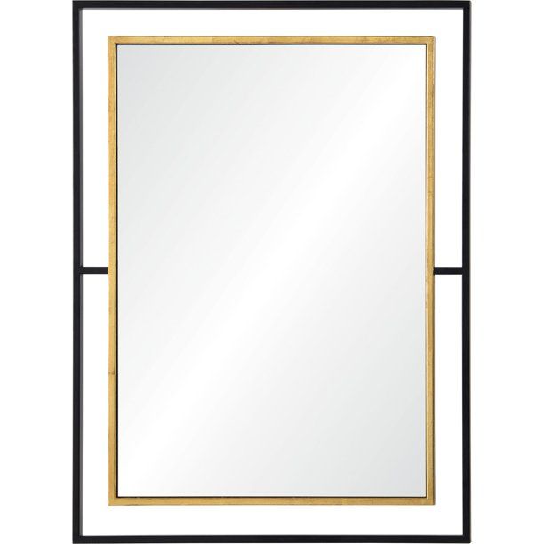 38" Black and Gold Framed Rectangular Wall Mirror - Walmart.com | Walmart (US)